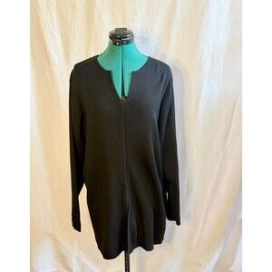 Terry Lewis black long-sleeve knit tunic sweater